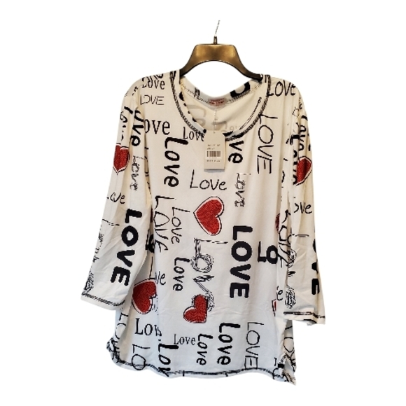 🎆Stylish White Love Print Women's Tunic 3X - Picture 4 of 7